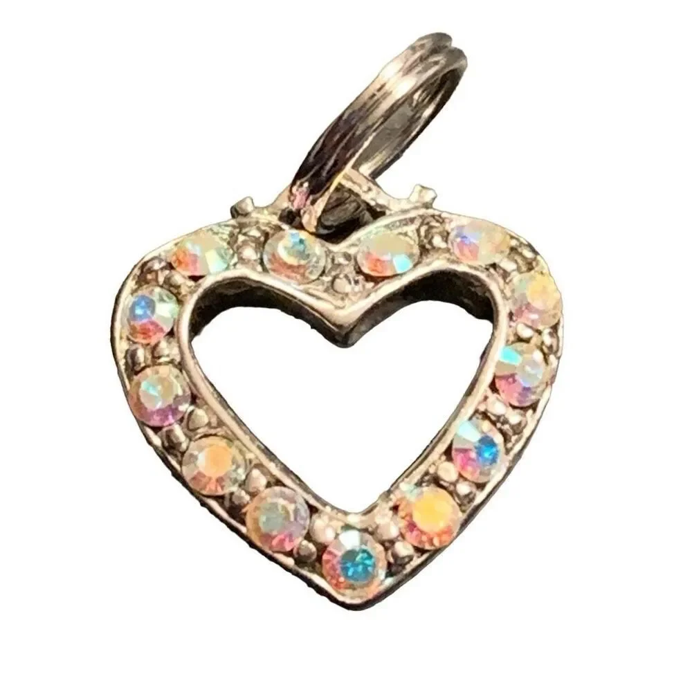 Sterling Silver 925 Open Heart Pendant Charm for Necklace or Bracelet - Pavé Cry